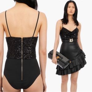 Balmain Sequin Black Bodysuit